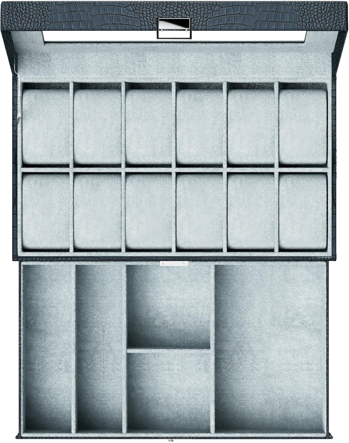 Dluxe Ave. 12 Slot Mens Watch Case With Drawer/ Green