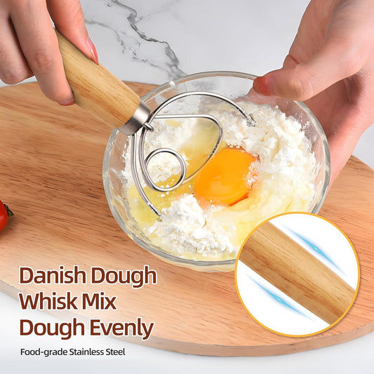 Dluxe Ave. Danish Dough Whisk - Bench Scraper Set Of 3/ with 5 Blades