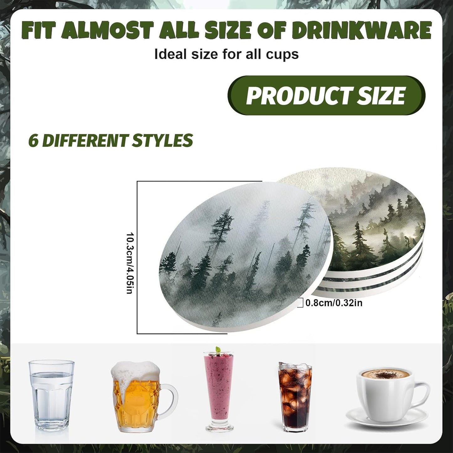 Dluxe Ave. Whaline 6Pcs Forest Coasters