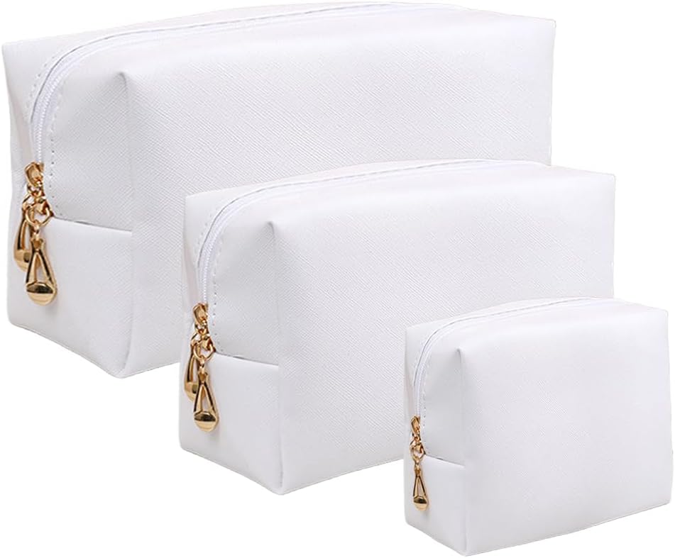 Dluxe. Ave. 3Pcs Large Cosmetic Bag/ White