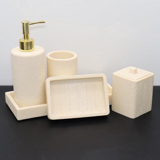 Dluxe Ave. MTYyxk Beige Bathroom Accessories Set 5 Pcs Bathroom Accessory Set