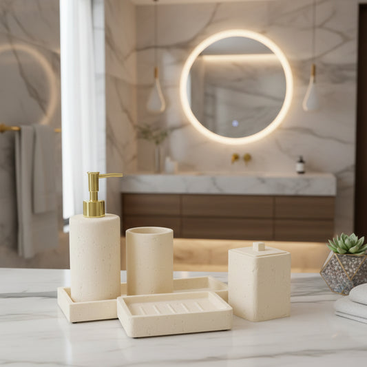 Dluxe Ave. Beige Bathroom Accessories Set 5 Pcs Set