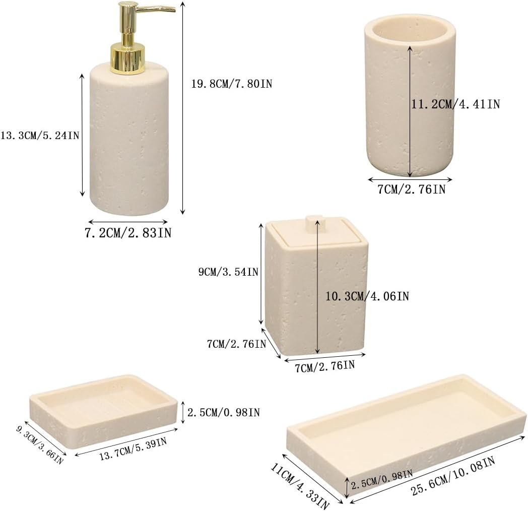 Dluxe Ave. MTYyxk Beige Bathroom Accessories Set 5 Pcs Bathroom Accessory Set
