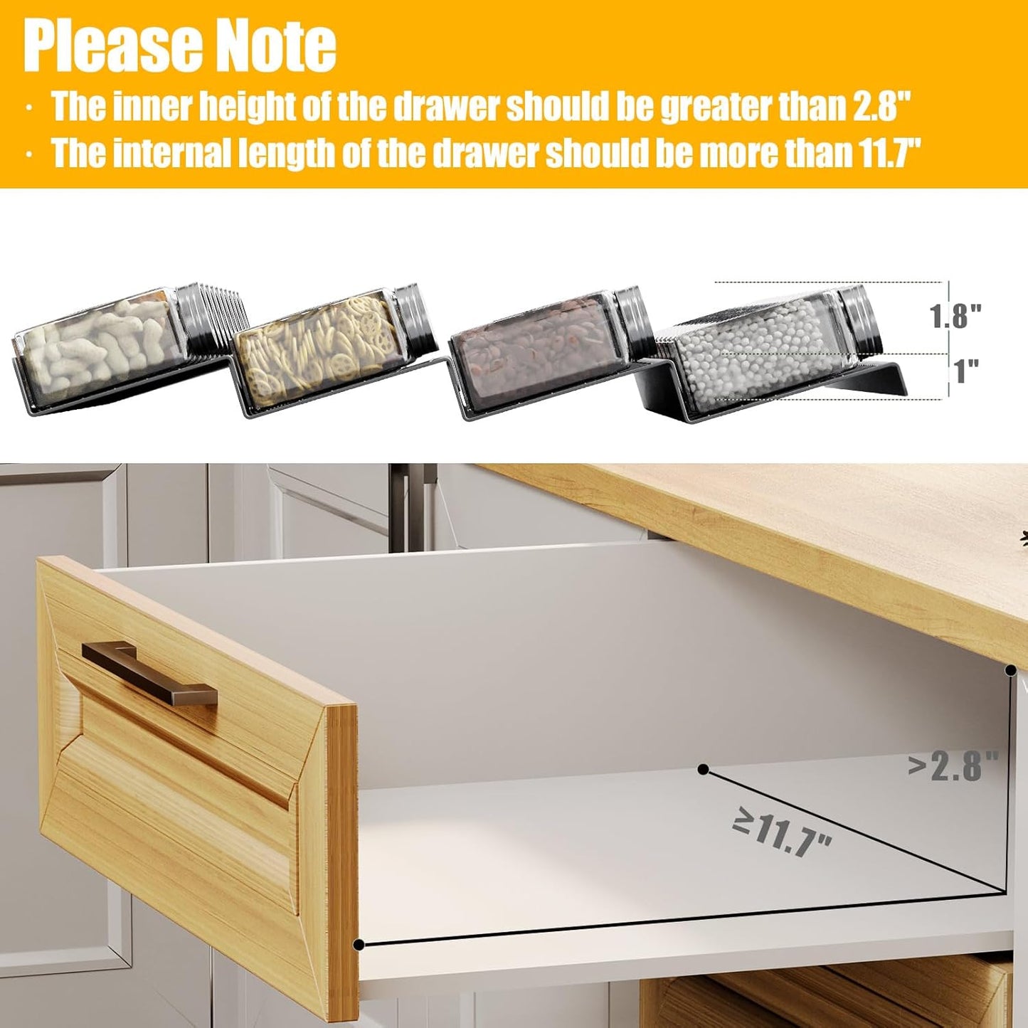 Dluxe Ave. Spice Drawer Organizer/ 8 Tier Expandable/ from 11.7" to 23.2"/Tray Insert for Kitchen Drawers
