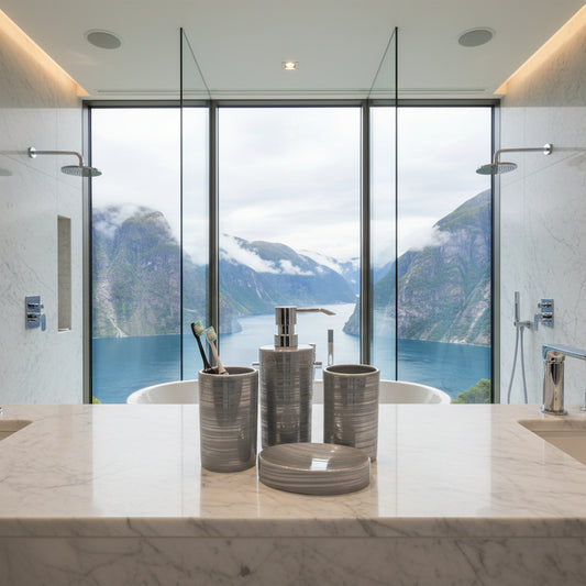 Dluxe Ave. Gray Bathroom Accessories Set 4 Pcs