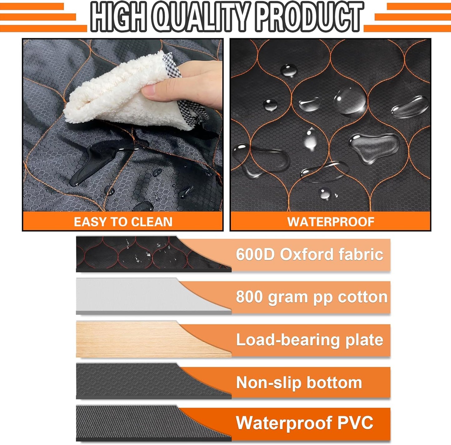 Dluxe Ave. Back Seat Extender for Dogs Waterproof Dog Car Seat Cover with Hard Bottom Holds Up to 400 lbs Sturdy Pet Car Hammock Nonslip Dog Backseat Cover for Car SUV Truck
