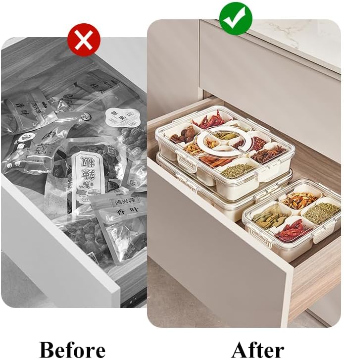 Dluxe Ave.Divided Serving Tray with Lid and Handle/ 2 Pack