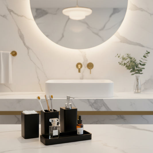 Dluxe Ave. Bathroom Accessories Set/ 4 Pcs Black
