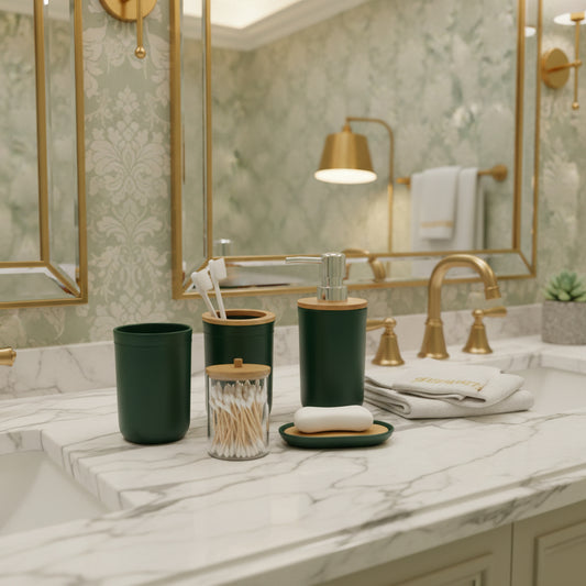 Dluxe Ave. Bathroom Accessories Set 5Piece/ Hunter Green