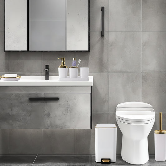 Dluxe Ave. 8 Piece White and Gold Bathroom Set
