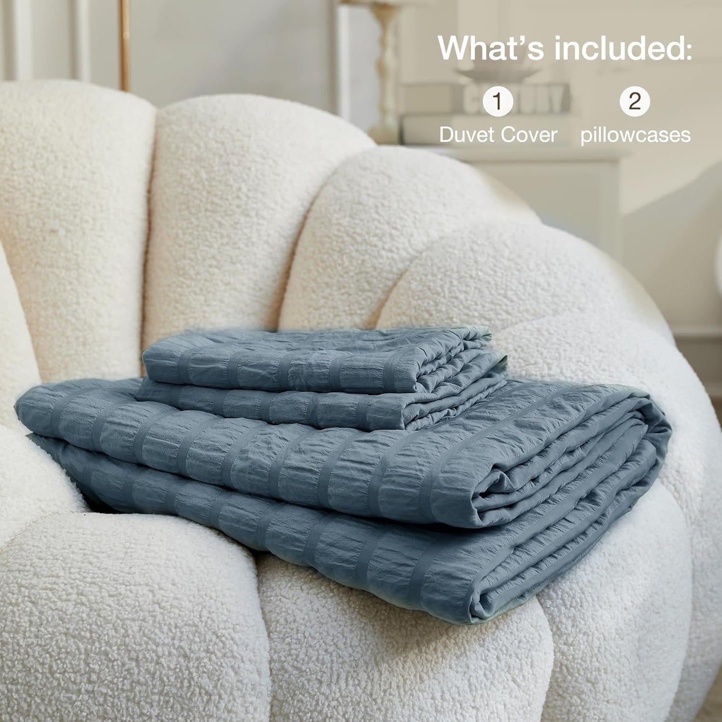 Dluxe Ave. ( KING ) 3 Pcs {Duvet Cover}, Soft and Breathable, Blue