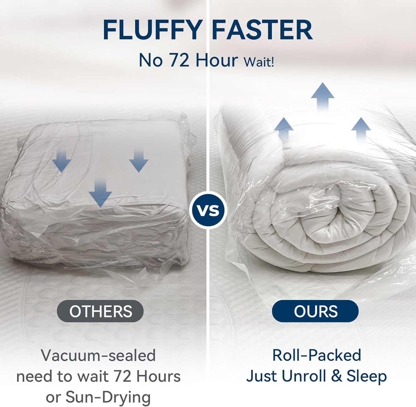 Dluxe Ave. ( QUEEN ) Dual Layer 4 Inch Memory Foam Mattress Topper, 2 Inch Gel Memory Foam, Plus 2 Inch Down, Alternative Quilted Pillow, White