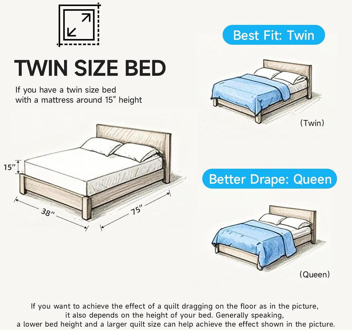 Dluxe Ave. ( TWIN ) Quilt 2-PieceSet, for All Seasons, White