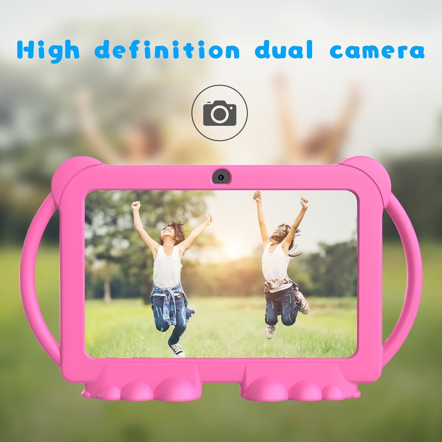 Dluxe Ave.Kids Tablet 7 inch for Girls Android 12 Tablets for Kids 4GB RAM 32GB ROM Toddler Tablet WIFI Bluetooth Safety Eye IPS Screen Parental Control Dual Camera Shockproof Case for Educational Games.