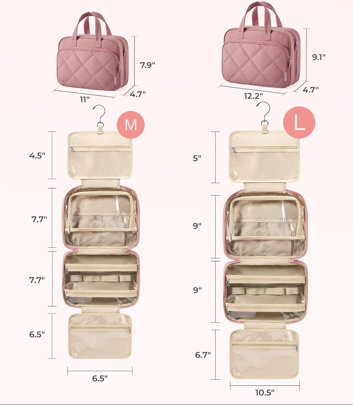 Dluxe Ave. Hanging Toiletry Travel Bag with Jewelry Organizer / (Large)