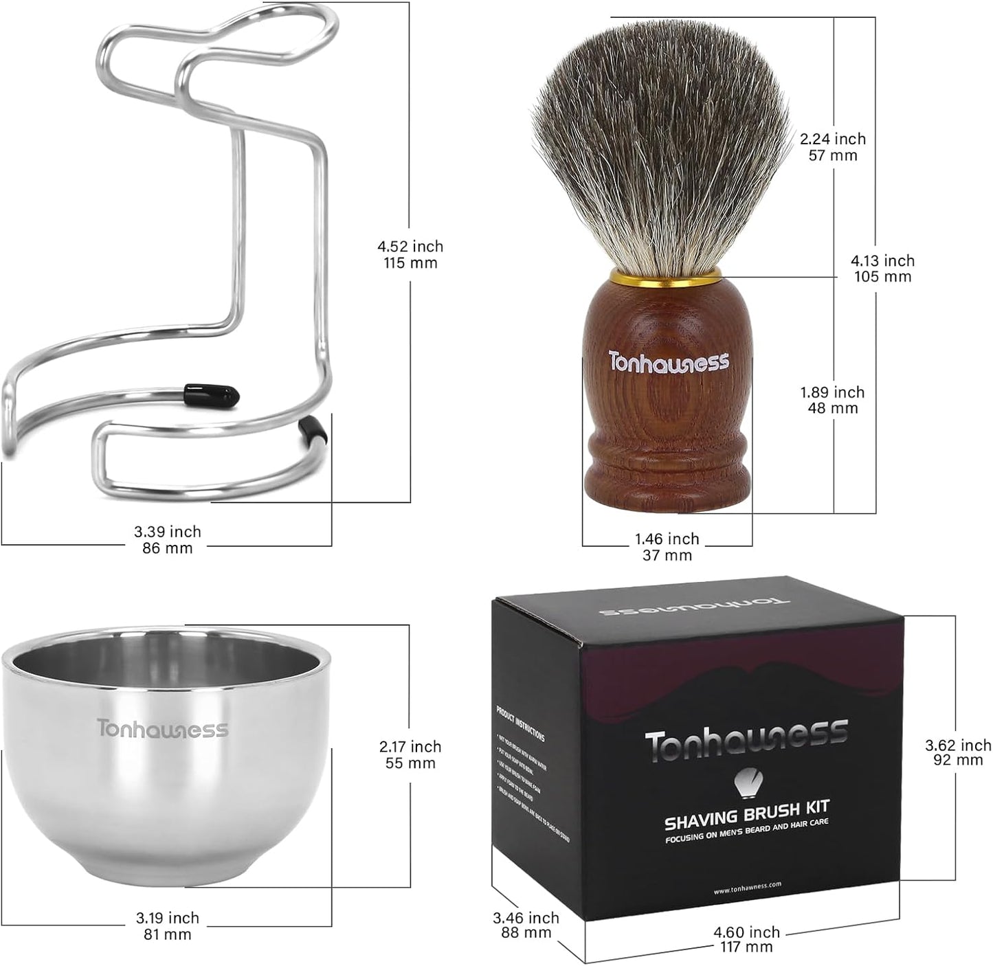 Dluxe Ave. Shaving Brush Kit for Men 3 in 1 Shave Brush Set