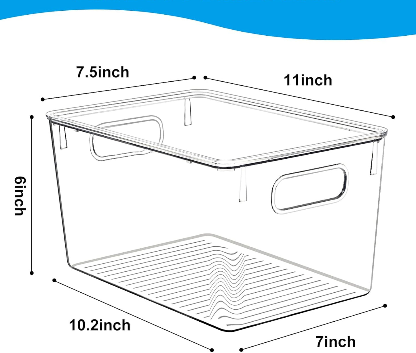 Dluxe Ave. 6 Pack Stackable Storage Bins with Lids & Handle/ Plastic