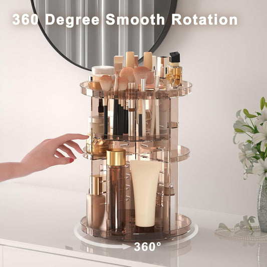 Dluxe Ave. Rotating Makeup Organizer Countertop/Adjustable Trays Spinning