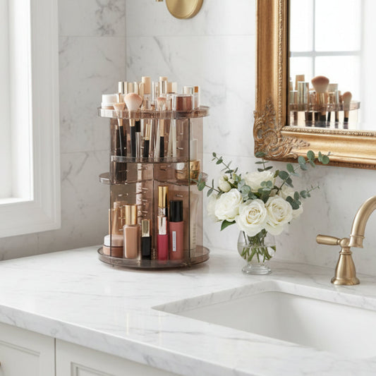 Dluxe Ave. Rotating Makeup Organizer Countertop/Adjustable Trays Spinning