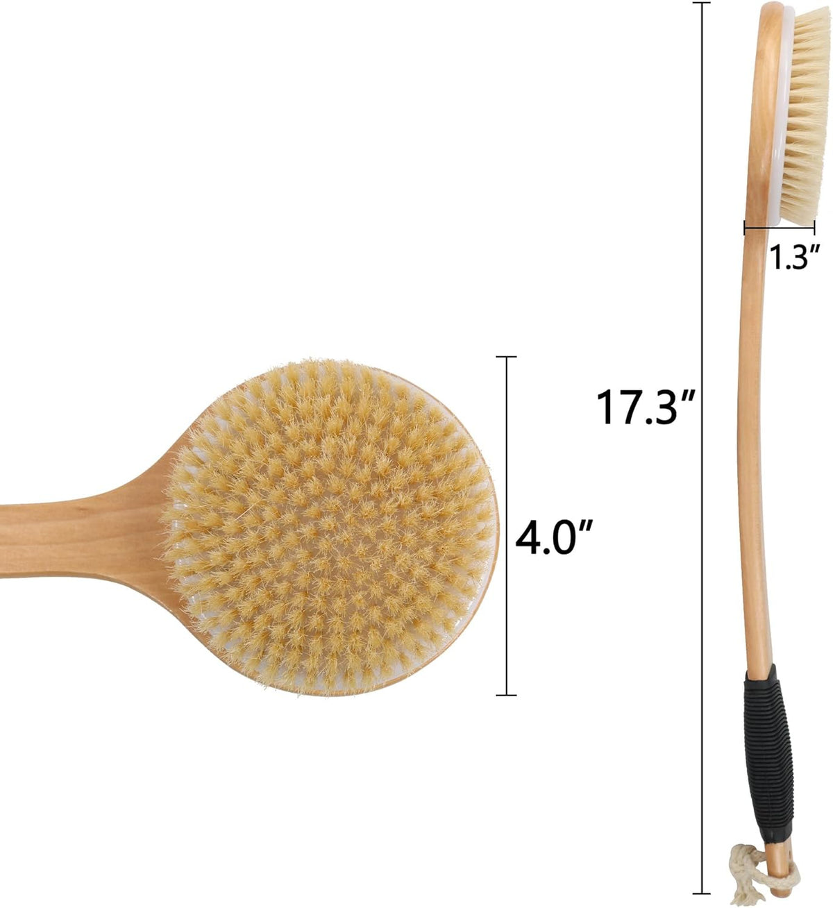 Dluxe Ave. Round Head Back Scrub Brush/ Wooden Long Handle