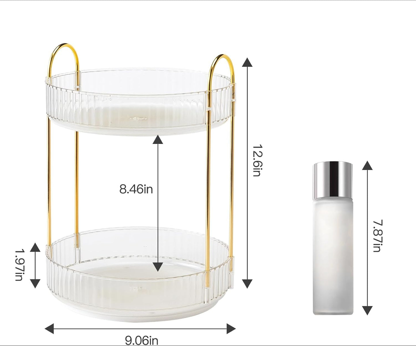 Dluxe Ave. 360 Rotating Makeup Organizer/2Tier Large (Clear)