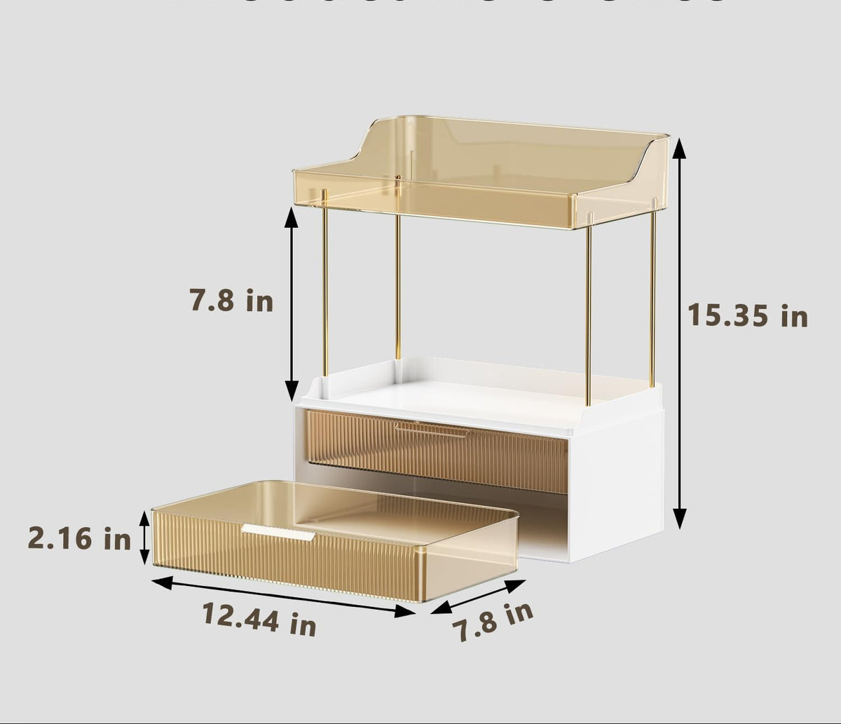 Dluxe Ave. 4 Tiers Bathroom Organizers and Storage/ Large Clear