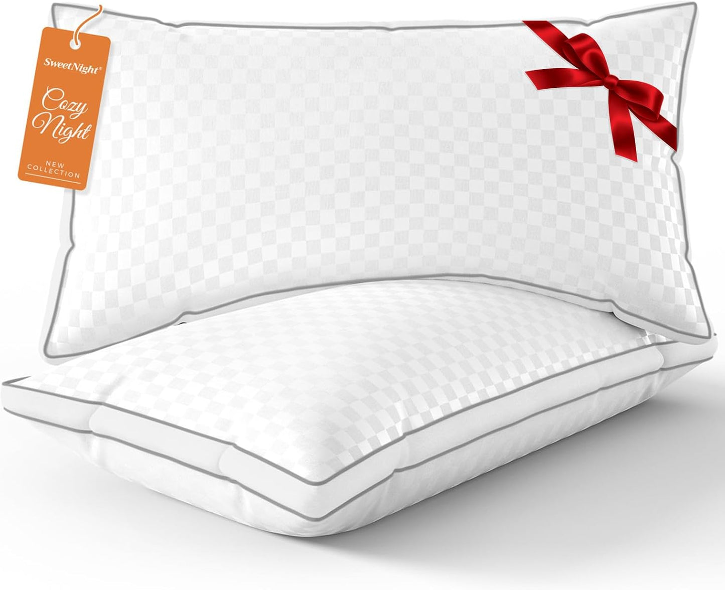 Dluxe Ave. ( KING ) Bed Pillows, Set of 2 { FLUFFY } Luxury Hotel Collection ( Large Pillows) 18"X34"