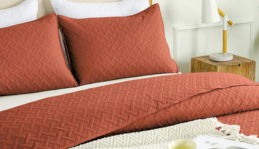 Dluxe Ave. (FULL/ QUEEN ) Quilt Bedding Set, (1 Quilt 2 Shams), for All Season ,Burnt Orange
