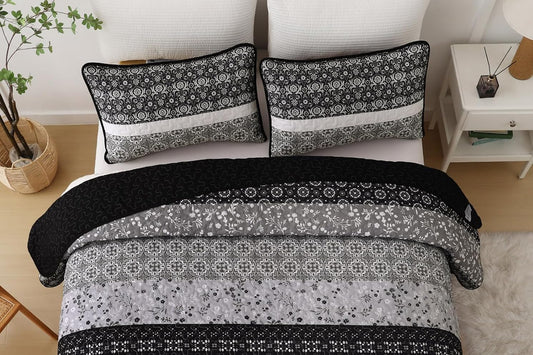 Dluxe Ave. ( QUEEN ) 3 Pieces Microfiber Bedding Set/ for All Seasons (96"x90")/ BLACK