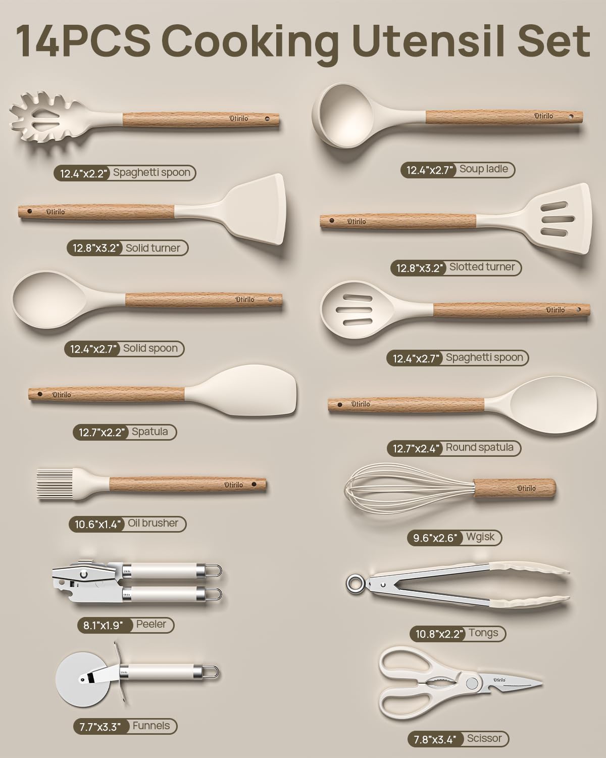 Dluxe Ave. Cooking Utensil /14Pcs Set 446°F Heat Resistance