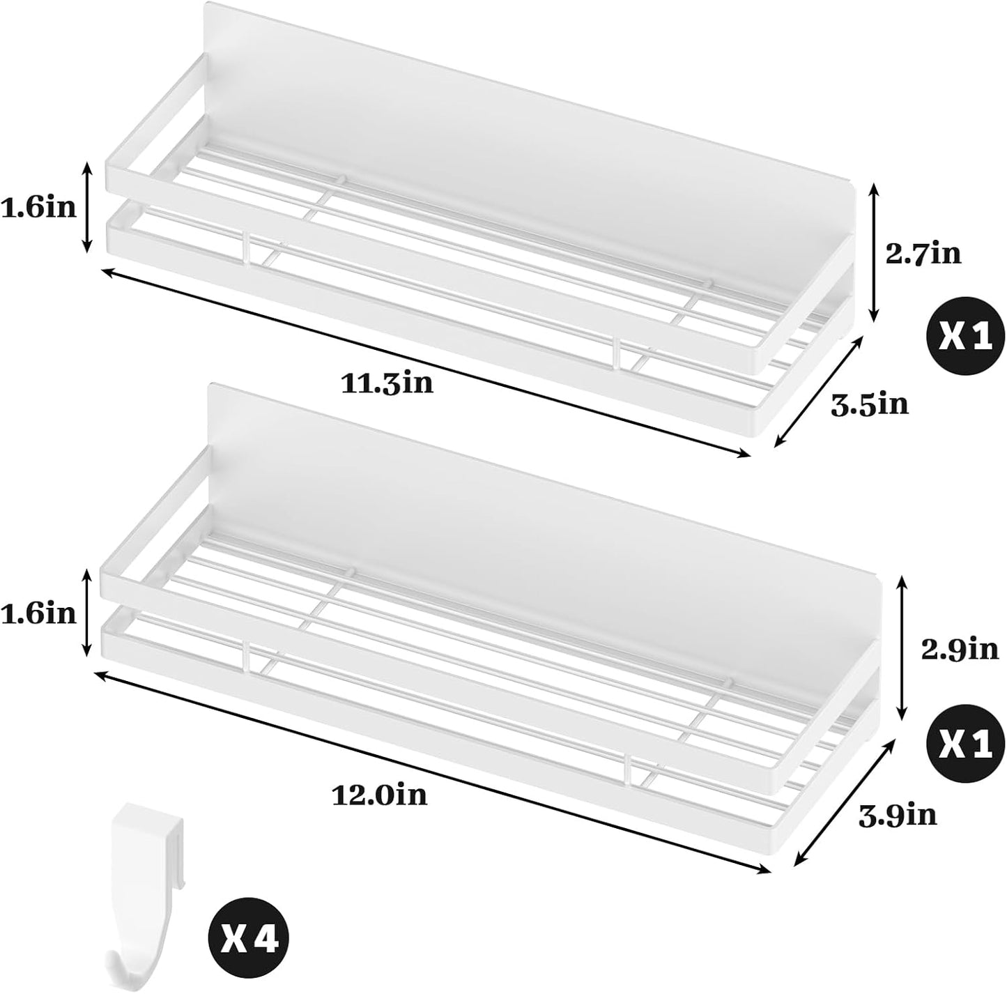 Dluxe Ave. Magnetic Spice Rack for Refrigerator/ 2 Pack / White with 8 Moveable Hooks