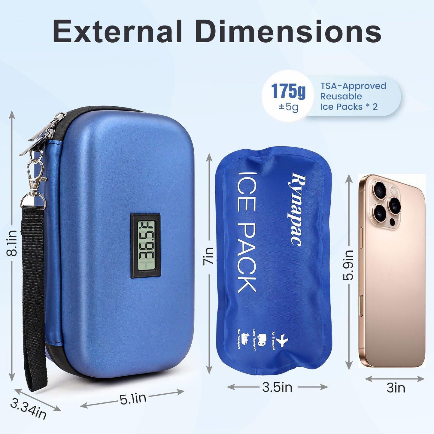 Dluxe Ave. Insulin Cooler Travel Case/ TSA Approved/ Medication Cooler for Travel /Temperature Display