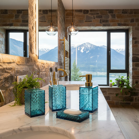 Dluxe Ave. Acrylic 5-Piece Bathroom Accessory Set (Blue)
