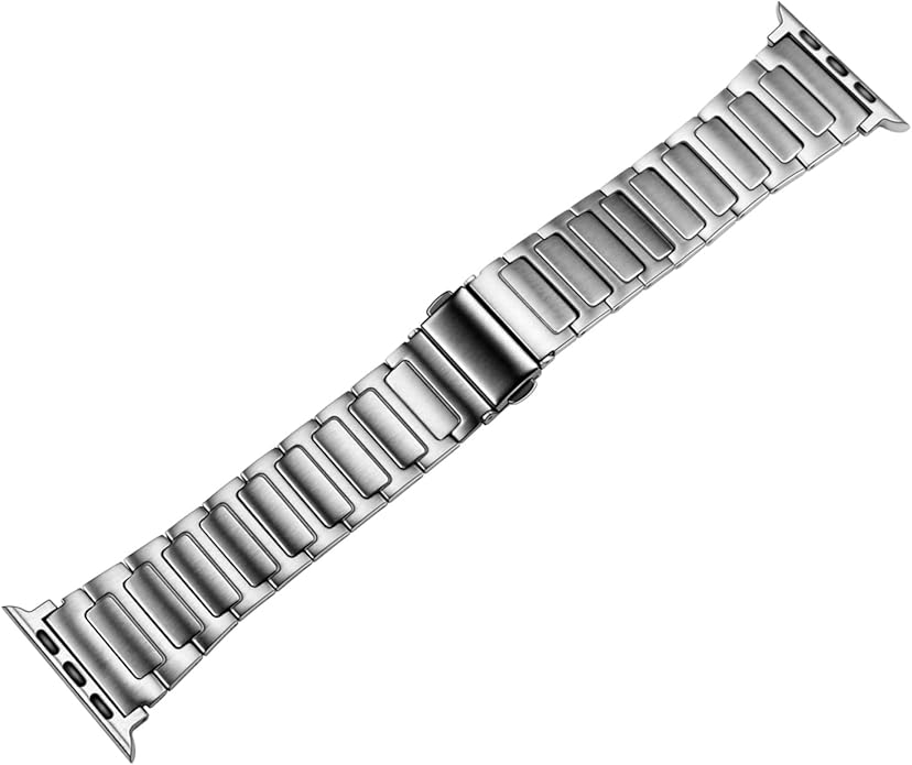 Dluxe Ave. Juntan Business Band Compatible with Apple Watch Bands for Men Women 44mm 45mm 49mm 42mm Silver Stainless Steel Removable Strap for iWatch Bands Series 9 8 7 6 5 4 3 2 SE Ultra