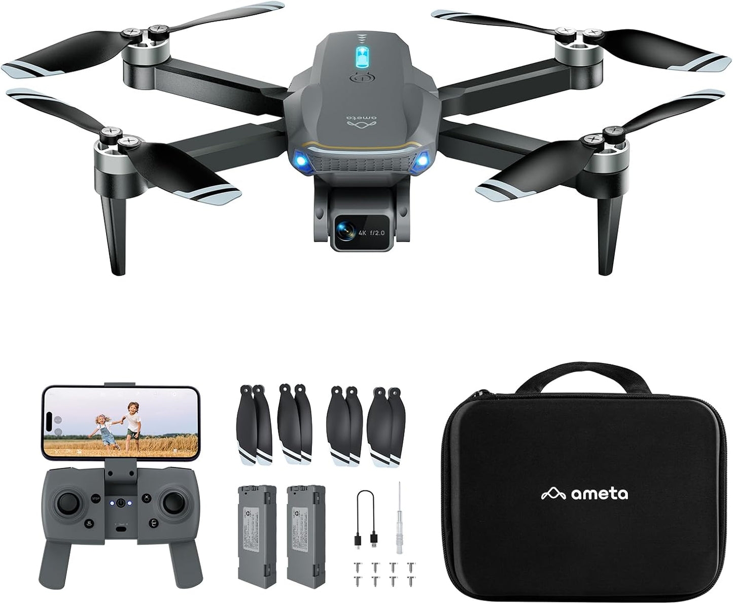 Dluxe Ave. Drones with Camera for Adults/ 4k UHD S20 Lite Brushless Motor/ FPV Foldable