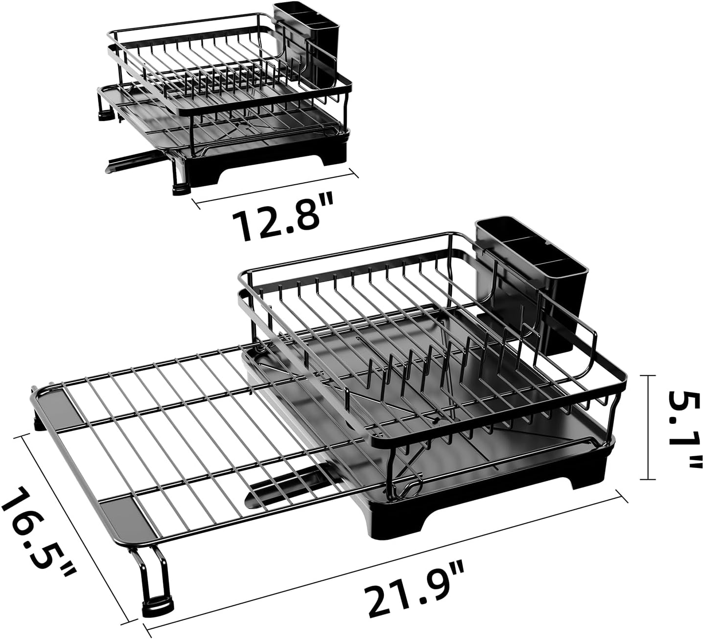 Dluxe Ave. Drying Dish Rack Extendable Over The Sink/ Black