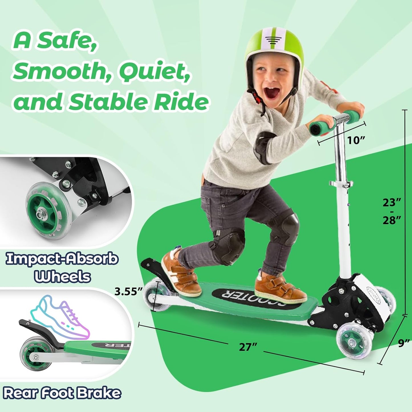 Dluxe Ave. Scooter for Kids 3-5 3 Wheel Scooters with 23-28” Height Adjustable Handlebar for Boys or Girl Childs
