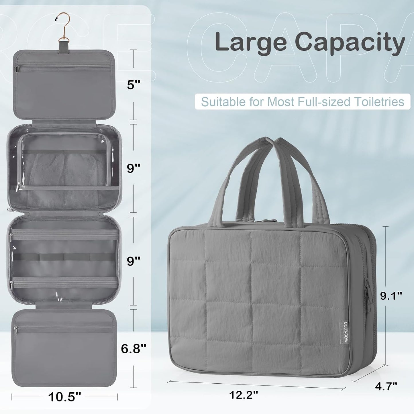 Dluxe Ave. Travel Toiletry Bag/ Grey