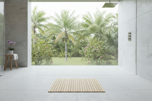 Dluxe Ave. Extra Large Bamboo Shower Mat for Inside Shower 58"x20"