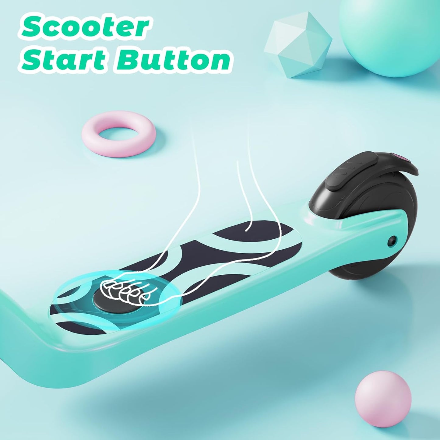 Dluxe Ave. EPCTEK Electric Scooter 6 Mph Top Speed Up to 5 Miles Range 5.3" Solid Tires Wheel and Front Light Kick Scooter Adjustable Height for Kids Age 6-12 Green