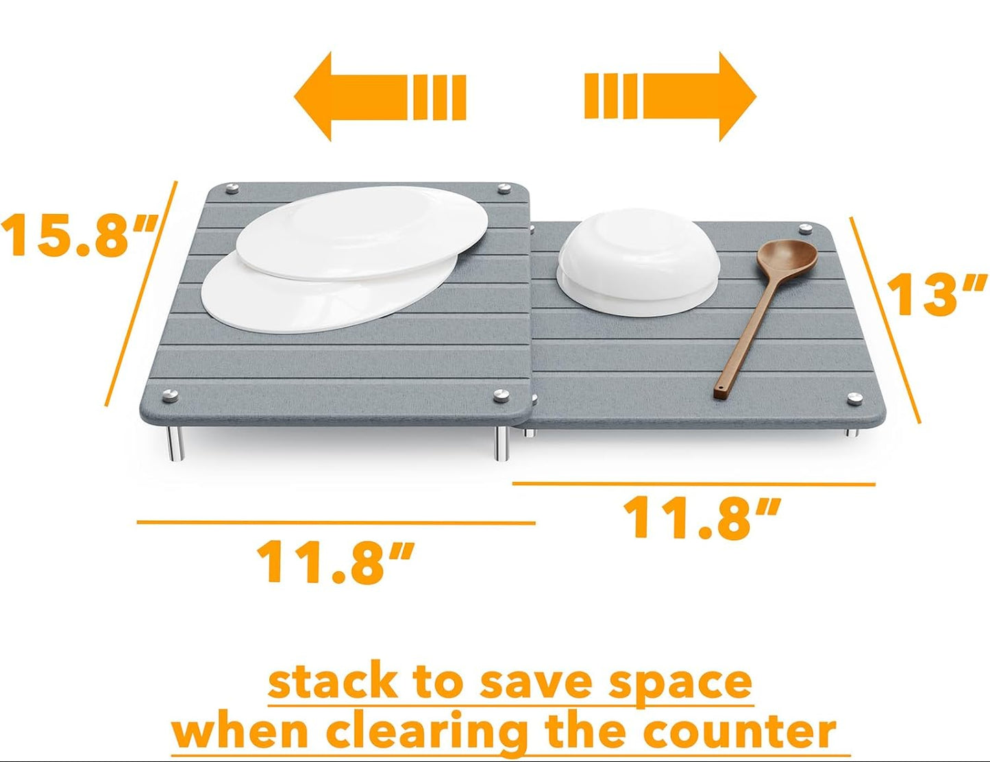 Dluxe Ave.Stone Dish Drying Mats for Kitchen Counter/ 2 Pack (Gray)