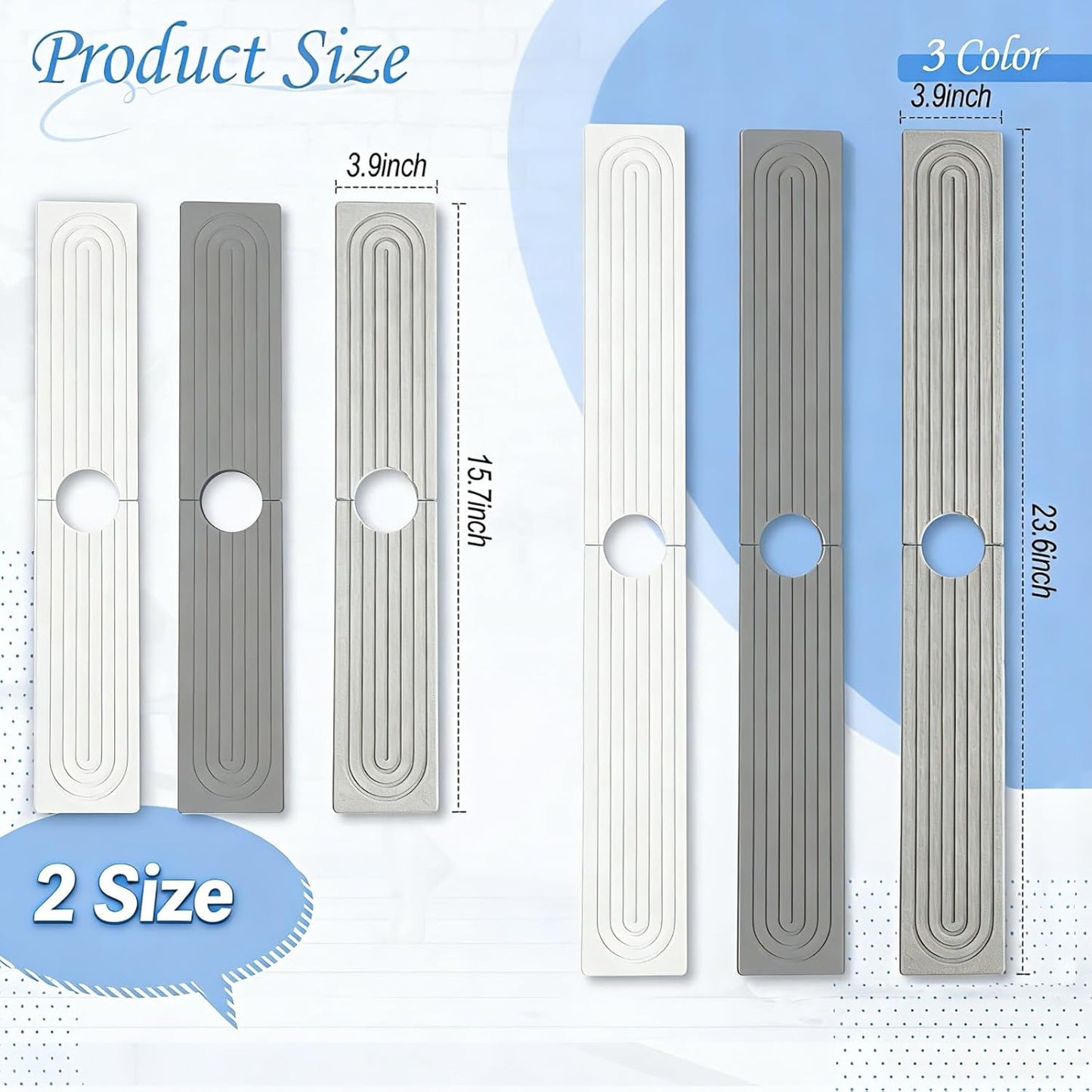 Dluxe Ave. Kitchen Sink Splash Guard- 15.6x 3.9 (White)