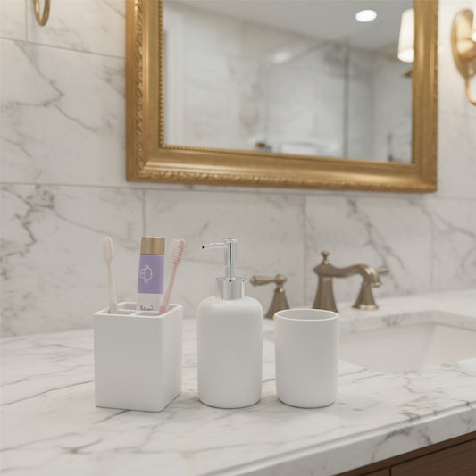 Dluxe Ave. Resin 6 Pcs White Bathroom Set