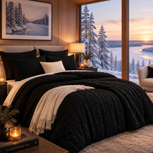 Dluxe Ave. (KING) 7 Pcs Comforter Set/ Black