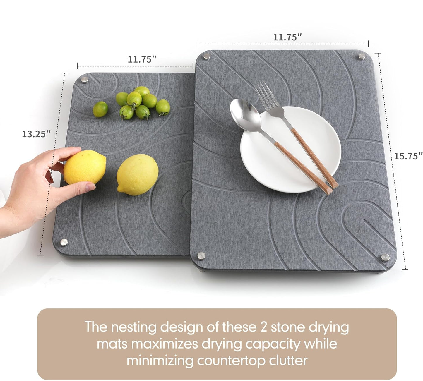 Dluxe Ave. Stone Dish Drying Mats for Kitchen Counter/Stainless Steel