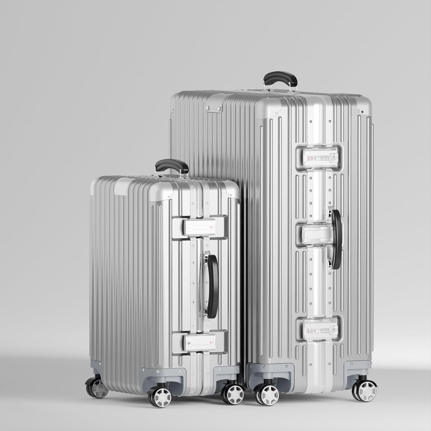 Dluxe Ave. Polycarbonate Hard Shell Suitcase with Aluminum/ Smooth Corners /Rolling Wheels/ Leather Handle/ Aluminum Frame/ No Zipper/ TSA Lock (24 Inch)