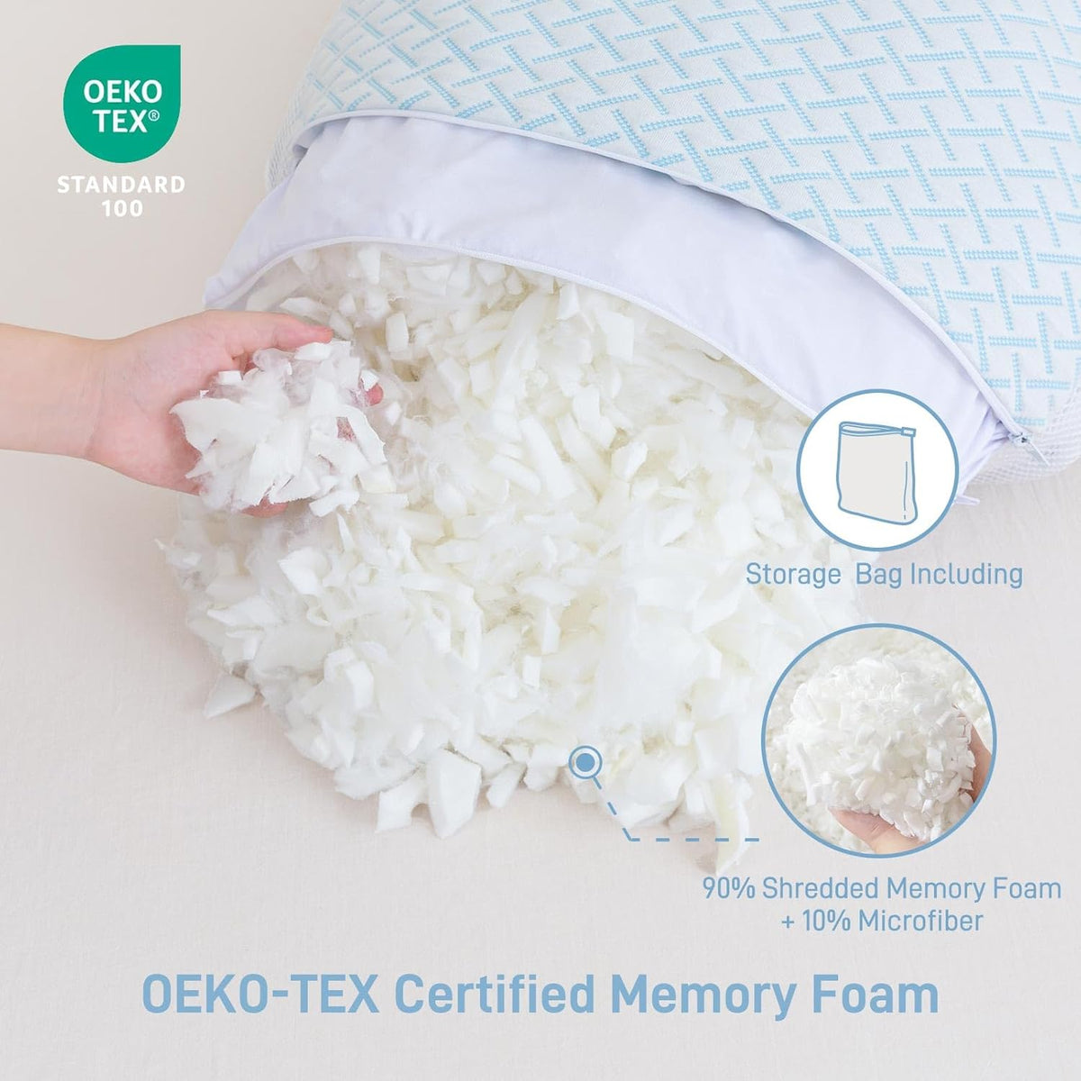 Dluxe Ave. (KING) Shredded Memory Foam Cooling {SOFT} Luxury Hotel Quality Pillow