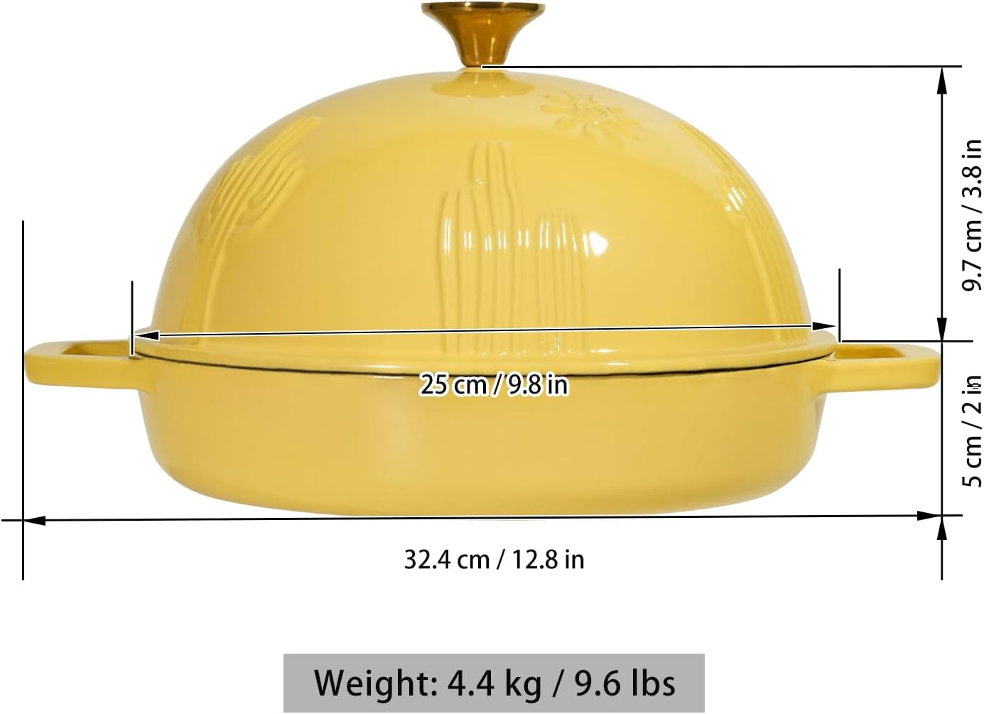 Dluxe Ave. Cast Iron Dutch Oven with Cloche Lid/ Yellow Enameled 5 qt