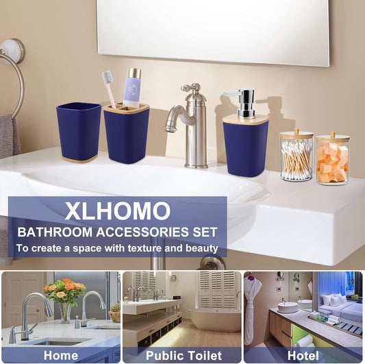 Dluxe Ave. Blue Bathroom Accessories Set 8 Pack Navy Blue Bathroom Decor Accessory Sets
