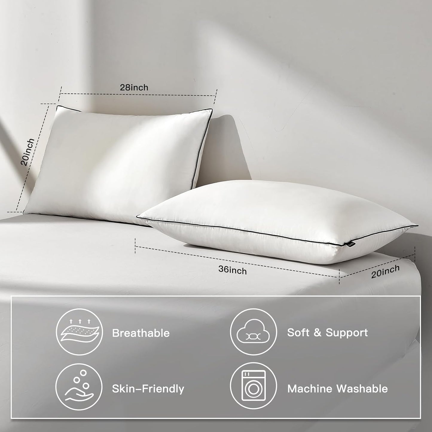 Dluxe Ave. ( KING ) DOWNSTORIA Feather Down Pillow, Luxury Hotel Collection, 1 Pack,{ SOFT/ FLUFFY } 20x36 in.